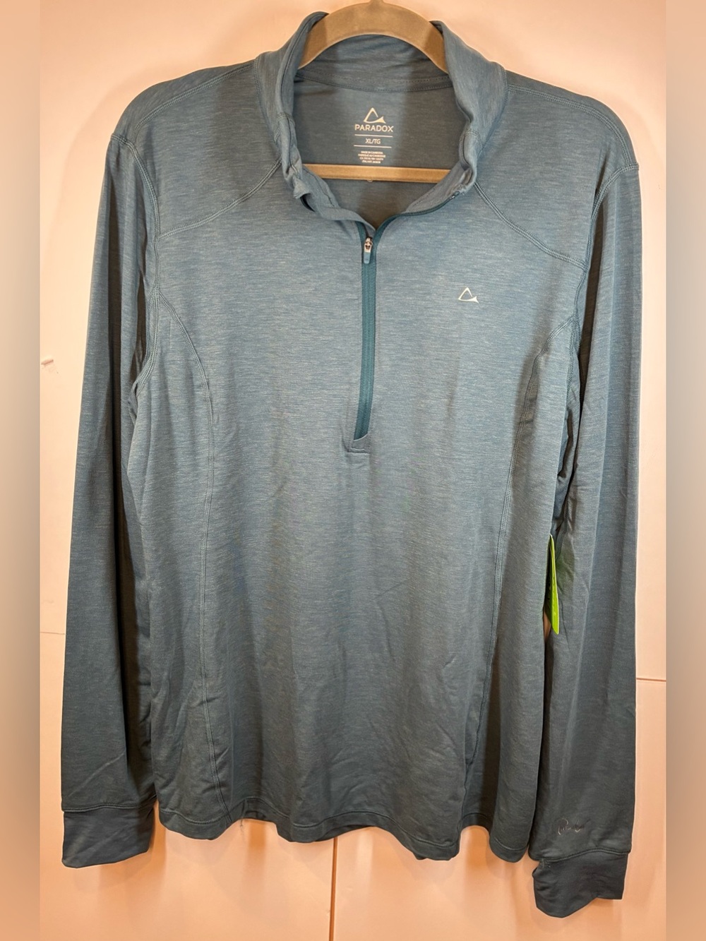 NWT Paradox Women's XL Merino Wool Quarter Zip Performance Pullover Blue